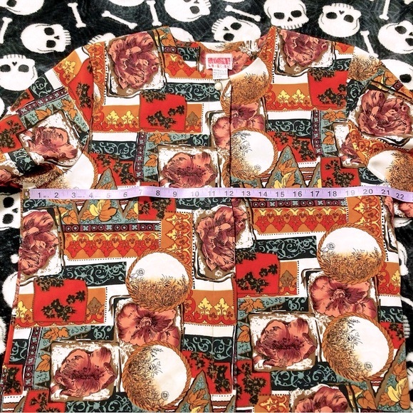 HER Vintage floral print button-down shirt ~ Autumn whimsigoth LARGE XL blouse - Picture 6 of 14